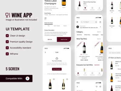 葡萄酒移动应用程序 - Ui Kits模板 Wine Mobile App-Ui工具包模板