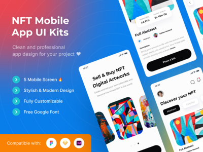 NFT移动应用UI套件模板 NFT移动应用程序UI工具包模板