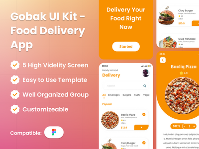 Gobak UI Kits - 食品配送UI Kits模板