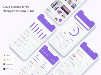 云存储和文件管理App UI Kit 云存储和文件管理应用程序用户界面套件