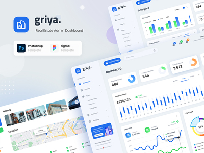 Griya - 房地产管理仪表板UI模板 Gya-房地产管理仪表板用户界面模板