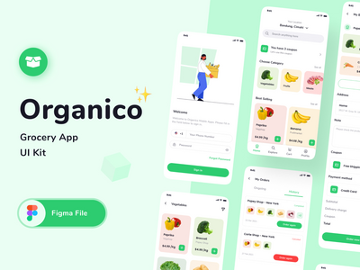  Organico杂货店App UI KIT Organico Grocery应用程序用户界面套件