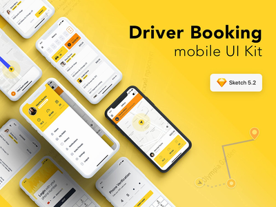 出租车司机预订UI套件SKETCH  出租车司机预约用户界面速写工具包