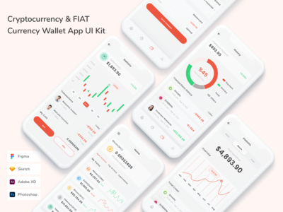 加密货币和FIAT货币钱包应用UI套件 加密货币和法定货币钱包应用程序用户界面套件
