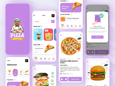 Pizza Delivery App Challenge - Food Delivery App UI Kit 披萨外卖应用程序挑战-外卖应用程序用户界面套件