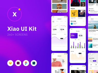 Xiao iOS UI Kit - 260多个屏幕 包括10个类别的明/暗变体   