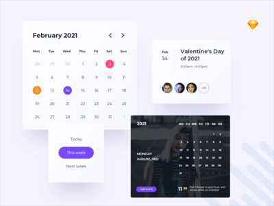 2021年应用和网页的日历UI组件（草图文件） 2021适用于App和Web的日历用户界面组件(草图文件)