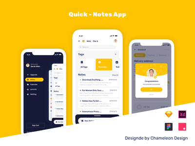 Quick, A Note App UI Kit for Sketch, Adobe XD, Figma & InVision Studio    Quick，A Note App UI Kit for Sketch，Adobe XD，Figma&Invision Studio