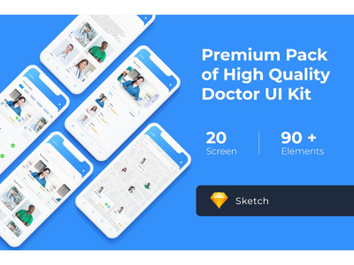 医生应用程序的UI KIT for Sketch  医生应用程序用户界面素描套件