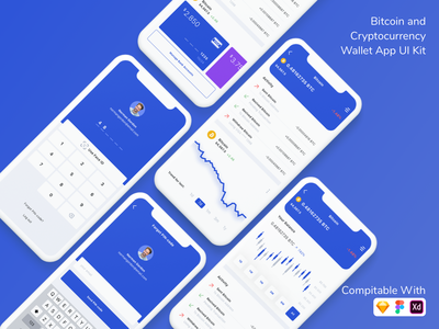 比特币和加密货币钱包应用UI套件 比特币和加密货币钱包App UI套件