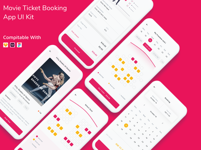 电影票预订应用UI套件 电影票预订应用程序用户界面套件