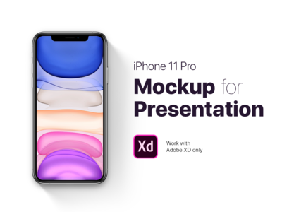 用于Behance投资组合演示的iPhone 11 Pro模拟图 - Adobe XD文件  Behance产品组合演示的iPhone 11 Pro样机-Adobe XD文件