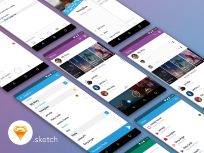 Snapchat UI kit Sketch  Snapchat用户界面工具包草图