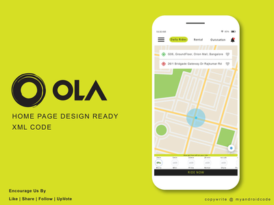 OLA Cab - 主页UI    Ola Cab-主页用户界面