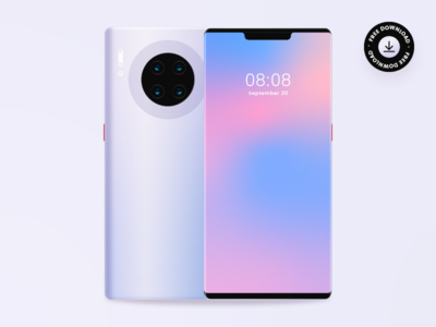 Mate 30 Pro Mockup | Freebie | XD | AI | PSD    Mate 30 Pro样机|免费|XD|AI|PSD