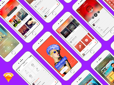 音乐应用程序？Sketch的UI工具包  素描音乐应用程序·UI工具包