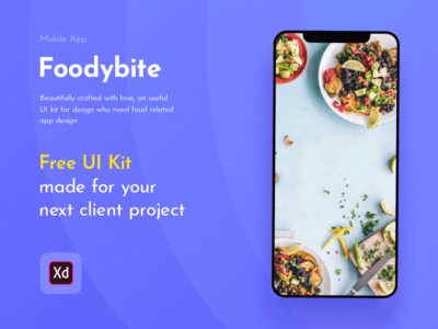 Foodybite - Adobe XD的免费UI工具包  Adobe XD无脚咬用户界面套件