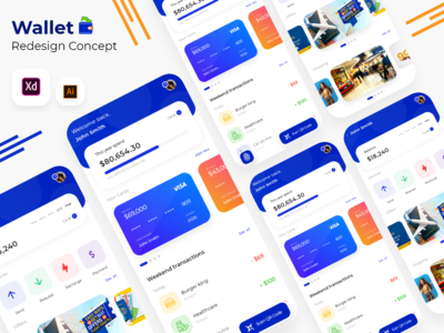 钱包应用重新设计概念   钱包应用程序重新设计概念