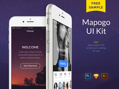 Mapogo UI Kit 免费样本    Mapogo UI免费工具包示例