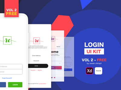 登录UI Kit - Vol 2 FREE for Adobe XD  登录用户界面套件-适用于Adobe XD的Vol 2免费