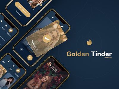 Premium Golden Tinder Remastered - Dating App Redesign + Free Xd File   高级Golden Tinder Remasted-约会应用重新设计+免费XD文件