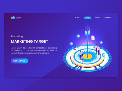 目标市场目标 Isometric Concept Landing Page 目标市场目标等距概念登录页面