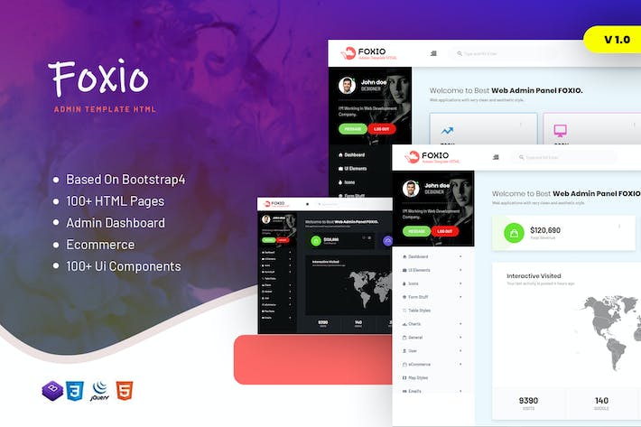 Foxio - 响应式管理仪表板模板 Foxio-响应式管理仪表板模板