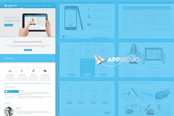 App Mojo - 单页软件推广HTML App Mojo-单页软件促销HTML