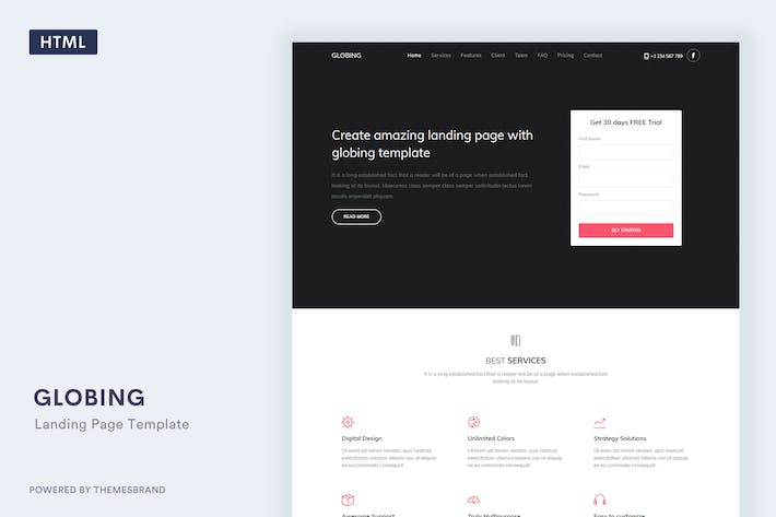 Globing - Landing Page Template Globing-登录页面模板