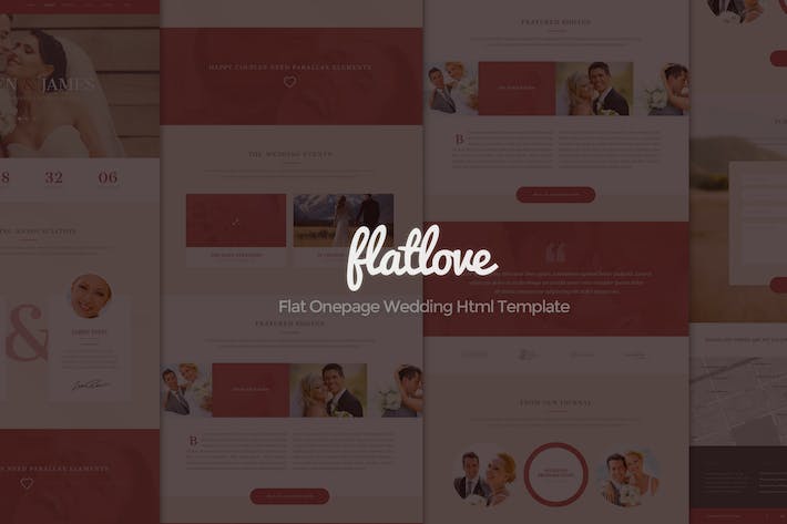 FlatLove - 扁平化婚礼Html模板 FlatLove-平面首页婚礼HTML模板