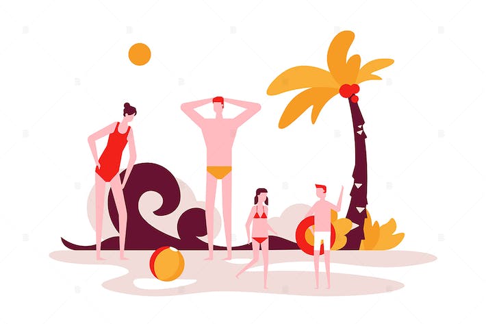 暑假-平面设计风格插图