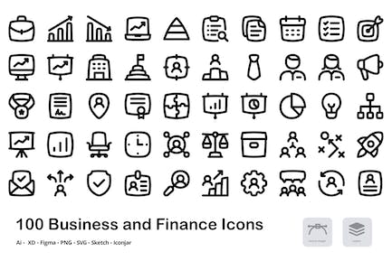 100个商业和金融基本图标