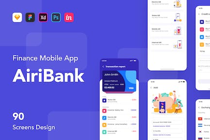 AiriBank - 金融移动应用UI KIT AiriBank-Finance移动应用程序用户界面套件