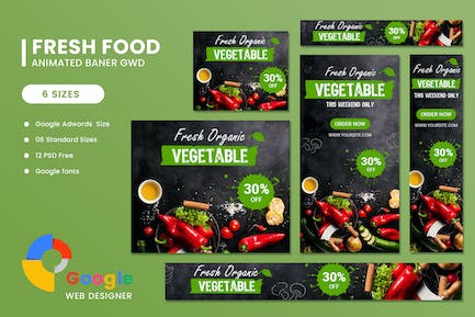 新鲜食品 Google Adwords HTML5 Banner Ads GWD Fresh Food谷歌广告HTML5横幅广告GWD