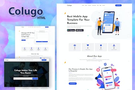 Colugo - 应用程序登陆页面HTML模板 Colugo-应用程序登录页面HTML模板