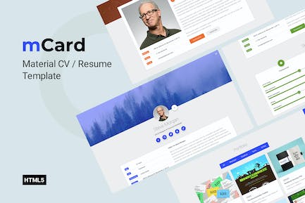 mCard - Material CV Resume HTML Template MCard-材料简历HTML模板