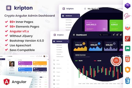 Kripton - Crypto Admin Angular Dashboard Template 克里普顿-加密管理员角度仪表板模板