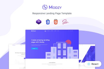 Modzy - React着陆页模板 Modzy-Reaction登录页面模板