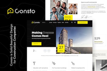 Consto | 工业建筑公司HTML模板 Consto|工业建筑公司超文本标记语言临时