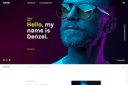 Denzel.- Onepage Personal HTML Template 丹泽尔。-首页个人超文本标记语言模板