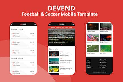 Devend - Football & Soccer Mobile Template Devend-足球和足球移动模板