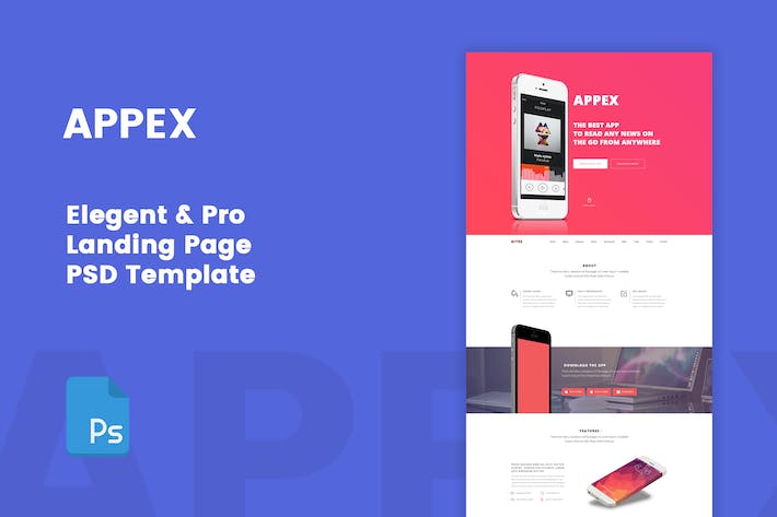 APPEX - 专业的应用程序登陆页面PSD模板
